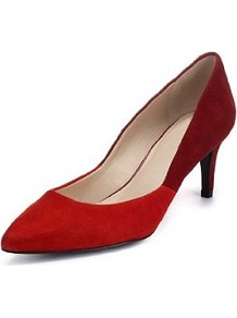 Autograph Suede Two Tone Court Shoes With Insolia® - predominant colour: true red; occasions: evening, work, occasion; material: suede; heel height: mid; heel: stiletto; toe: pointed toe; style: courts; finish: plain; pattern: colourblock