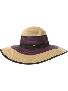 Floppy Weave Hat, Multi Coloured - predominant colour: purple; secondary colour: stone; occasions: casual, holiday; type of pattern: standard; style: wide brimmed; size: standard; material: macrame/raffia/straw; pattern: colourblock
