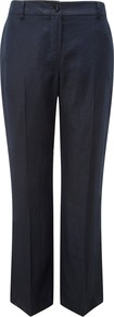 Linen Trousers - length: standard; pattern: plain; waist detail: fitted waist; pocket detail: small back pockets, pockets at the sides; waist: mid/regular rise; predominant colour: black; occasions: evening, work; fibres: linen - 100%; hip detail: fitted at hip (bottoms); texture group: cotton feel fabrics; fit: straight leg; pattern type: fabric; pattern size: small & busy; style: standard