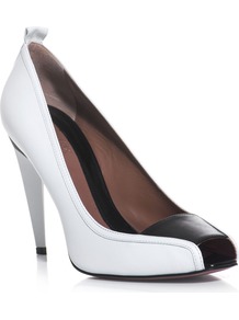 Adria Shoes - secondary colour: black; occasions: evening, work, occasion; material: leather; heel height: high; heel: stiletto; toe: square toe; style: courts; predominant colour: monochrome; finish: plain; pattern: colourblock