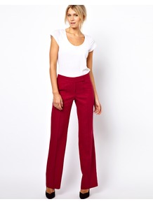 Linen Trousers In Wide Leg - length: standard; pattern: plain; waist: mid/regular rise; predominant colour: true red; occasions: evening, work, occasion; fibres: linen - mix; texture group: cotton feel fabrics; fit: wide leg; pattern type: fabric; pattern size: big & light; style: standard
