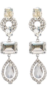 Crystal Dehli Earrings - occasions: evening, occasion; style: drop; length: long; size: large/oversized; material: chain/metal; fastening: pierced; finish: plain; embellishment: crystals; predominant colour: clear