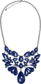 Dalia Necklace - predominant colour: navy; occasions: evening, occasion; style: bib; length: short; size: large/oversized; material: chain/metal; finish: metallic; embellishment: jewels