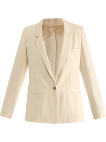 Galea Jacket - pattern: plain; length: below the bottom; style: boyfriend; collar: standard lapel/rever collar; predominant colour: ivory; occasions: evening, work, occasion; fit: straight cut (boxy); fibres: silk - 100%; sleeve length: long sleeve; sleeve style: standard; collar break: low/open; pattern type: fabric; texture group: woven light midweight
