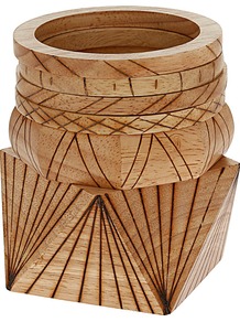 Brown Chunky Wood Bangles - predominant colour: camel; occasions: casual, work, holiday; style: bangle; size: large/oversized; trends: modern geometrics; finish: plain