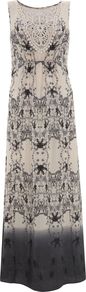 Women's Anisa Print Silk Maxi Dress, Multi Coloured - neckline: round neck; fit: empire; sleeve style: sleeveless; style: maxi dress; bust detail: added detail/embellishment at bust; secondary colour: navy; predominant colour: stone; occasions: casual, holiday; length: floor length; fibres: silk - 100%; sleeve length: sleeveless; pattern type: fabric; pattern size: big & busy; pattern: patterned/print; texture group: jersey - stretchy/drapey