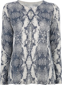 Python Print Cardigan - neckline: round neck; length: below the bottom; bust detail: buttons at bust (in middle at breastbone)/zip detail at bust; secondary colour: ivory; predominant colour: navy; occasions: casual, evening, work; style: standard; fibres: linen - mix; fit: standard fit; sleeve length: long sleeve; sleeve style: standard; texture group: knits/crochet; pattern type: knitted - fine stitch; pattern size: standard; pattern: animal print