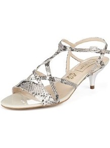 Autograph Water Resistant Strappy Sandals With Insolia® - predominant colour: light grey; occasions: evening, occasion, holiday; material: leather; heel height: mid; ankle detail: ankle strap; heel: kitten; toe: open toe/peeptoe; style: strappy; finish: plain; pattern: animal print
