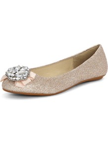 Miss Kg Gold Glitter Bow Pumps - predominant colour: gold; occasions: evening, occasion; material: faux leather; heel height: flat; embellishment: glitter; toe: round toe; style: ballerinas / pumps; finish: metallic; pattern: plain