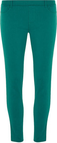 Eden Jade Capri Jeggings - pattern: plain; style: jeggings; pocket detail: traditional 5 pocket; waist: mid/regular rise; predominant colour: teal; occasions: casual; length: ankle length; fibres: cotton - stretch; texture group: denim; pattern type: fabric