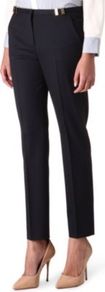 Relaxed Straight Leg Trousers - pattern: plain; waist: mid/regular rise; predominant colour: black; occasions: work; length: ankle length; fibres: wool - stretch; texture group: crepes; fit: slim leg; pattern type: fabric; style: standard