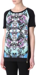 Timbale Top - neckline: round neck; style: t-shirt; secondary colour: black; occasions: casual, evening; length: standard; fibres: linen - mix; fit: straight cut; predominant colour: multicoloured; sleeve length: short sleeve; sleeve style: standard; trends: statement prints, modern geometrics; pattern type: fabric; pattern size: big & busy; pattern: patterned/print; texture group: other - light to midweight