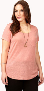 Linen Pocket Tee - sleeve style: capped; pattern: plain; style: t-shirt; predominant colour: pink; occasions: casual, evening, work, holiday; length: standard; neckline: scoop; fibres: linen - 100%; fit: body skimming; sleeve length: short sleeve; pattern type: fabric; pattern size: standard; texture group: jersey - stretchy/drapey