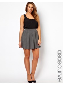Curve Exclusive Skater Skirt In Jersey - length: mid thigh; pattern: plain; style: full/prom skirt; fit: loose/voluminous; waist detail: elasticated waist; waist: mid/regular rise; predominant colour: mid grey; occasions: casual; fibres: polyester/polyamide - mix; pattern type: fabric; pattern size: standard; texture group: jersey - stretchy/drapey