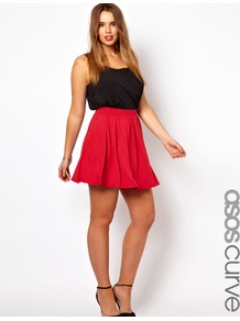 Curve Exclusive Skater Skirt In Jersey - length: mid thigh; pattern: plain; style: full/prom skirt; fit: loose/voluminous; waist detail: elasticated waist; waist: high rise; predominant colour: true red; occasions: casual, evening, work, occasion, holiday; fibres: viscose/rayon - stretch; hip detail: soft pleats at hip/draping at hip/flared at hip; pattern type: fabric; pattern size: standard; texture group: jersey - stretchy/drapey