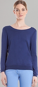 Sweater Sam - neckline: round neck; pattern: plain; style: standard; predominant colour: navy; occasions: casual; length: standard; fibres: cotton - mix; fit: standard fit; sleeve length: long sleeve; sleeve style: standard; texture group: knits/crochet; pattern type: knitted - fine stitch