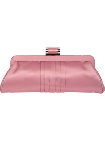 Pleated Clutch Handbag, Pink - predominant colour: pink; occasions: evening, occasion; type of pattern: standard; style: clutch; length: hand carry; size: small; material: satin; pattern: plain; finish: plain