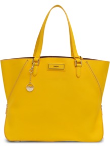 Large Zip Big Tote - predominant colour: yellow; occasions: casual, work, holiday; type of pattern: standard; style: tote; length: handle; size: standard; material: leather; embellishment: zips; pattern: plain; finish: plain