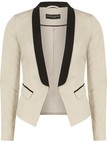 Stone Contrast Lapel Blazer - pattern: plain; style: single breasted tuxedo; collar: standard lapel/rever collar; occasions: evening, occasion; length: standard; fit: tailored/fitted; fibres: cotton - stretch; sleeve length: long sleeve; sleeve style: standard; predominant colour: monochrome; trends: tuxedo; collar break: low/open; pattern type: fabric; texture group: other - light to midweight