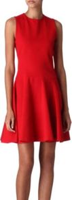 Colonel Heavy Jersey Dress - pattern: plain; sleeve style: sleeveless; waist detail: fitted waist; predominant colour: true red; occasions: evening, occasion; length: just above the knee; fit: fitted at waist & bust; style: fit & flare; fibres: viscose/rayon - stretch; neckline: crew; sleeve length: sleeveless; trends: volume; pattern type: fabric; texture group: jersey - stretchy/drapey