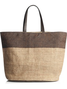 Wanda Jute Tote Bag - secondary colour: chocolate brown; predominant colour: stone; occasions: casual; style: tote; length: handle; size: oversized; material: macrame/raffia/straw; pattern: plain; finish: plain