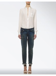 7 Jeans Josefina - style: boyfriend; length: standard; pattern: plain; pocket detail: traditional 5 pocket; waist: mid/regular rise; predominant colour: navy; occasions: casual, holiday; fibres: cotton - stretch; jeans detail: whiskering, dark wash; jeans & bottoms detail: turn ups; texture group: denim; pattern type: fabric