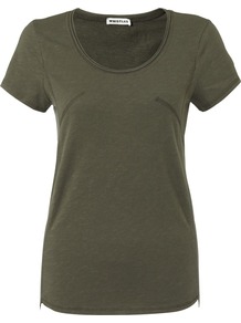 Lauren Flame Tee - neckline: round neck; pattern: plain; style: t-shirt; hip detail: fitted at hip; bust detail: ruching/gathering/draping/layers/pintuck pleats at bust; predominant colour: khaki; occasions: casual, holiday; length: standard; fibres: cotton - 100%; fit: body skimming; sleeve length: short sleeve; sleeve style: standard; pattern type: fabric; texture group: jersey - stretchy/drapey