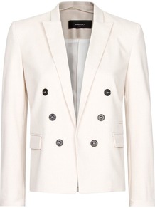 Decorative Buttons Blazer, Neutral - pattern: plain; style: single breasted blazer; collar: standard lapel/rever collar; predominant colour: ivory; occasions: casual, work, occasion; length: standard; fit: tailored/fitted; fibres: polyester/polyamide - stretch; sleeve length: long sleeve; sleeve style: standard; collar break: low/open; pattern type: fabric; texture group: woven light midweight