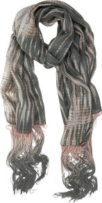 Rea Print Scarf, Green - secondary colour: blush; predominant colour: charcoal; occasions: casual, work; type of pattern: heavy; style: regular; size: standard; material: fabric; embellishment: fringing; pattern: animal print