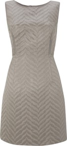 Jacquard Shift Dress, Stone - style: shift; length: mid thigh; neckline: round neck; fit: tailored/fitted; pattern: plain; sleeve style: sleeveless; waist detail: fitted waist; predominant colour: stone; occasions: evening, work, occasion; fibres: cotton - mix; sleeve length: sleeveless; trends: glamorous day shifts; pattern type: fabric; texture group: brocade/jacquard