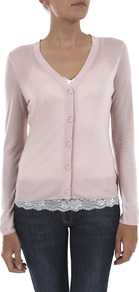 Jersey V Neck Cardigan - neckline: low v-neck; pattern: plain; bust detail: buttons at bust (in middle at breastbone)/zip detail at bust; predominant colour: blush; occasions: casual, work, holiday; length: standard; style: standard; fibres: viscose/rayon - 100%; fit: standard fit; sleeve length: long sleeve; sleeve style: standard; texture group: jersey - clingy; pattern type: knitted - fine stitch