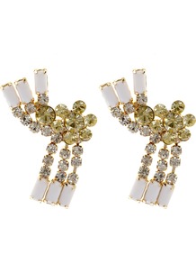 Jonquil Earring - predominant colour: ivory; occasions: evening, occasion; style: stud; length: short; size: standard; material: chain/metal; fastening: pierced; finish: metallic; embellishment: crystals