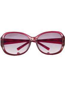 Sunglasses - predominant colour: true red; occasions: casual, holiday; style: round; size: large; material: plastic/rubber; pattern: plain; finish: plain