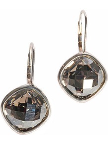 Drop Earrings - predominant colour: silver; occasions: casual, evening, work, occasion, holiday; style: drop; length: mid; size: small; material: chain/metal; fastening: pierced; finish: plain; embellishment: crystals