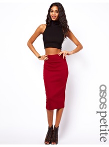 Petite Wasp Pencil Skirt In Ponte - length: below the knee; pattern: plain; style: pencil; fit: tight; waist: high rise; hip detail: fitted at hip; predominant colour: true red; occasions: evening, work; fibres: polyester/polyamide - stretch; texture group: jersey - clingy; pattern type: fabric