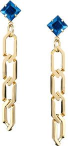 Pointed Link Drop Earring - predominant colour: royal blue; occasions: evening, occasion; style: drop; length: long; size: standard; material: chain/metal; fastening: pierced; finish: metallic; embellishment: jewels