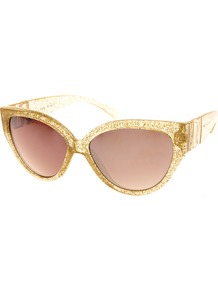 Claudine Cateye Sunglasses - predominant colour: gold; occasions: casual, holiday; style: cateye; size: standard; material: plastic/rubber; pattern: plain; trends: metallics; finish: metallic