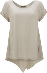 Wrap Back T Shirt, Camel - neckline: round neck; pattern: plain; style: t-shirt; predominant colour: camel; occasions: casual; length: standard; fibres: viscose/rayon - 100%; fit: loose; back detail: longer hem at back than at front; sleeve length: short sleeve; sleeve style: standard; texture group: cotton feel fabrics; pattern type: fabric; pattern size: standard