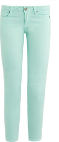 Kylie Mid Rise Crop Skinny Jeans - style: skinny leg; pattern: plain; pocket detail: traditional 5 pocket; waist: mid/regular rise; predominant colour: pistachio; occasions: casual, evening, holiday; length: calf length; fibres: cotton - stretch; texture group: denim; pattern type: fabric
