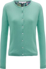 Arella Cardigan, Mint - neckline: round neck; pattern: plain; predominant colour: pistachio; occasions: casual, work; length: standard; style: standard; fibres: cotton - 100%; fit: slim fit; sleeve length: long sleeve; sleeve style: standard; texture group: knits/crochet; pattern type: knitted - fine stitch; pattern size: standard