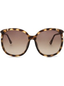 Callie Tortoiseshell Round Frame Sunglasses - predominant colour: chocolate brown; secondary colour: camel; occasions: casual, evening, work, occasion, holiday; style: round; size: large; material: plastic/rubber; pattern: animal print; finish: plain