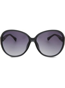 Karina Round Frame Sunglasses - predominant colour: black; secondary colour: black; occasions: casual, evening, work, occasion, holiday; style: round; size: large; material: plastic/rubber; pattern: plain; finish: plain