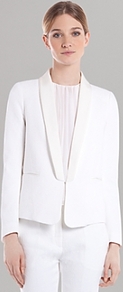Jacket Vanille - pattern: plain; style: single breasted tuxedo; collar: shawl/waterfall; predominant colour: white; occasions: evening, work, occasion; length: standard; fit: tailored/fitted; sleeve length: long sleeve; sleeve style: standard; trends: tuxedo; collar break: low/open; pattern type: fabric; texture group: woven light midweight; fibres: viscose/rayon - mix