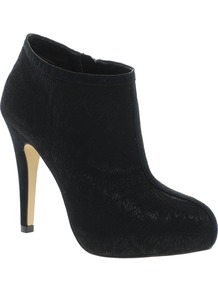 Timeout Shoe Boots - predominant colour: black; occasions: evening, work; material: faux leather; heel height: high; embellishment: zips; heel: platform; toe: round toe; boot length: shoe boot; style: standard; finish: plain; pattern: plain