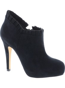 Tandy Shoe Boots - predominant colour: black; occasions: evening; material: faux leather; heel height: high; embellishment: zips; heel: platform; toe: round toe; boot length: ankle boot; style: standard; finish: plain; pattern: plain