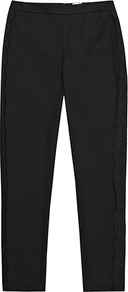 Lacey Lace Panel Legging - length: standard; pattern: plain; style: leggings; waist: mid/regular rise; predominant colour: black; occasions: evening, work; fibres: cotton - mix; fit: skinny/tight leg; pattern type: fabric; texture group: other - stretchy; embellishment: lace