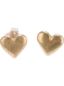 Heart Stud Earrings - predominant colour: silver; occasions: casual, evening, work, occasion, holiday; style: stud; length: short; size: small; material: chain/metal; fastening: pierced; trends: metallics; finish: plain