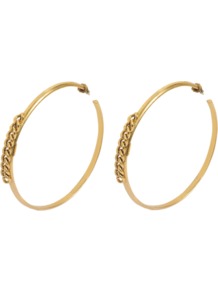 Alexander Earrings - predominant colour: gold; occasions: casual, evening, occasion; style: hoop; length: long; size: large/oversized; material: chain/metal; fastening: pierced; finish: metallic