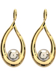 Annabel Earrings - secondary colour: silver; predominant colour: gold; occasions: evening, occasion; style: drop; length: long; size: large/oversized; material: chain/metal; fastening: pierced; finish: metallic