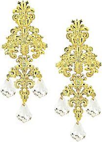 Pearl Vintage Filigree Drop Earrings - predominant colour: gold; occasions: evening, occasion; style: drop; length: mid; size: standard; material: chain/metal; fastening: pierced; trends: metallics; finish: plain; embellishment: crystals